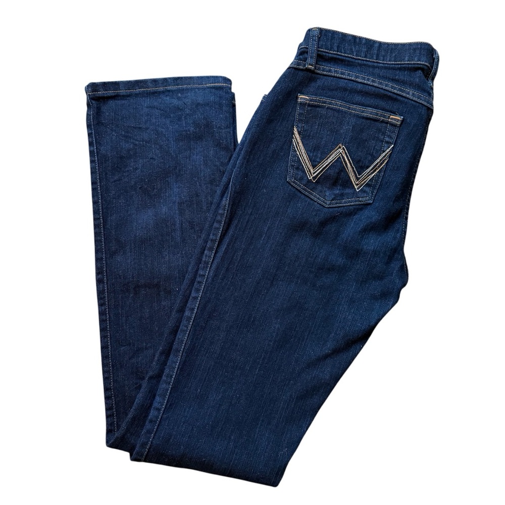 Wrangler Women’s Western Casual Q-Baby Blue Denim Jeans in Tall Flare Bootcut